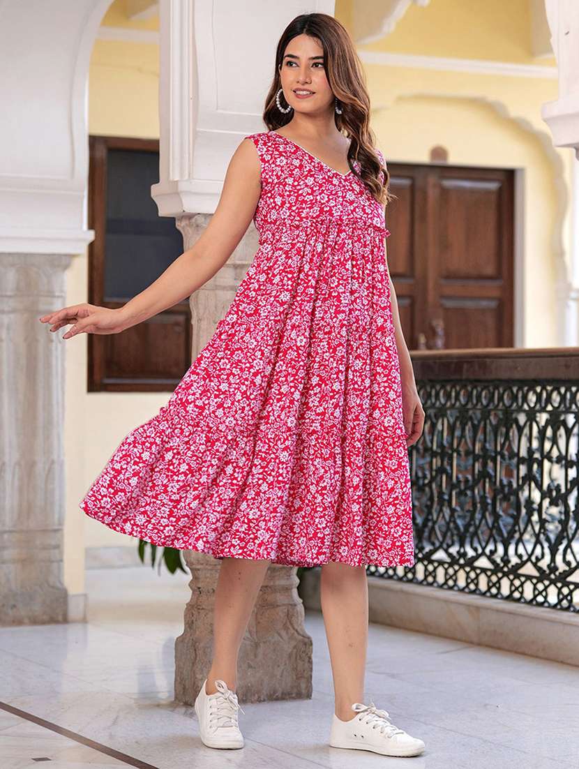 women floral print sleeveless tiered dress - 21988891 -  Standard Image - 1