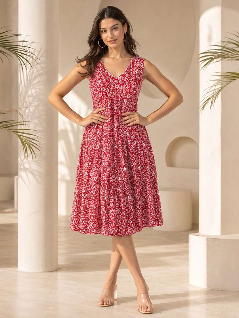 women floral print sleeveless tiered dress - 21988891 -  Standard Image - 1