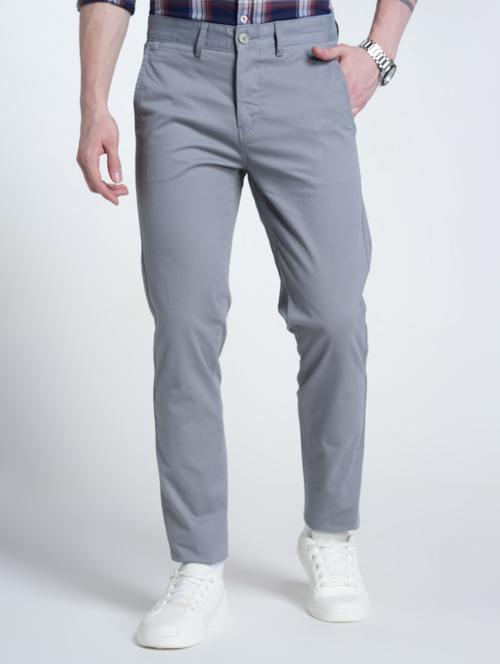 men solid mid rise flat front casual chinos - 21988899 - Standard Image - 0