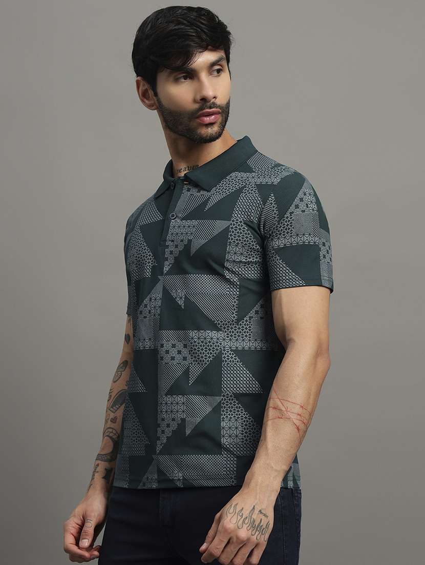 green cotton blend all over print tshirt - 21988954 -  Standard Image - 1