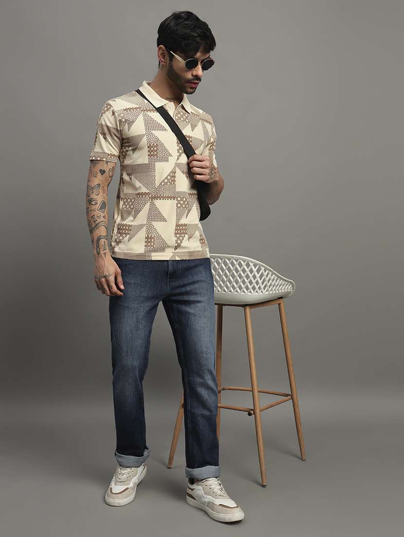 beige cotton blend all over print tshirt - 21988955 - Standard Image - 4