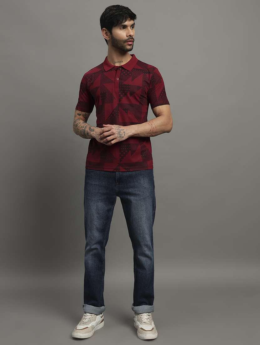 maroon cotton blend all over print tshirt - 21988956 - Standard Image - 4