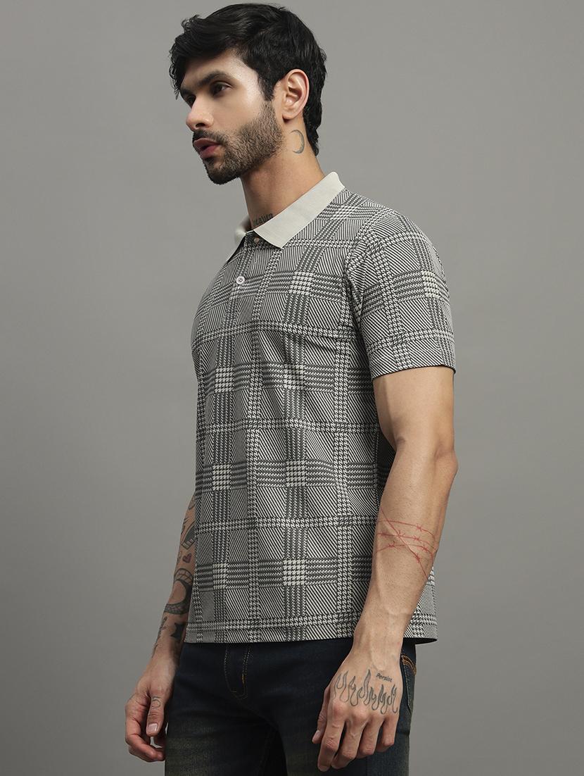 grey cotton blend all over print tshirt - 21988958 -  Standard Image - 1