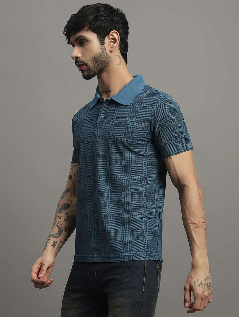 teal cotton blend all over print tshirt - 21988959 -  Standard Image - 1