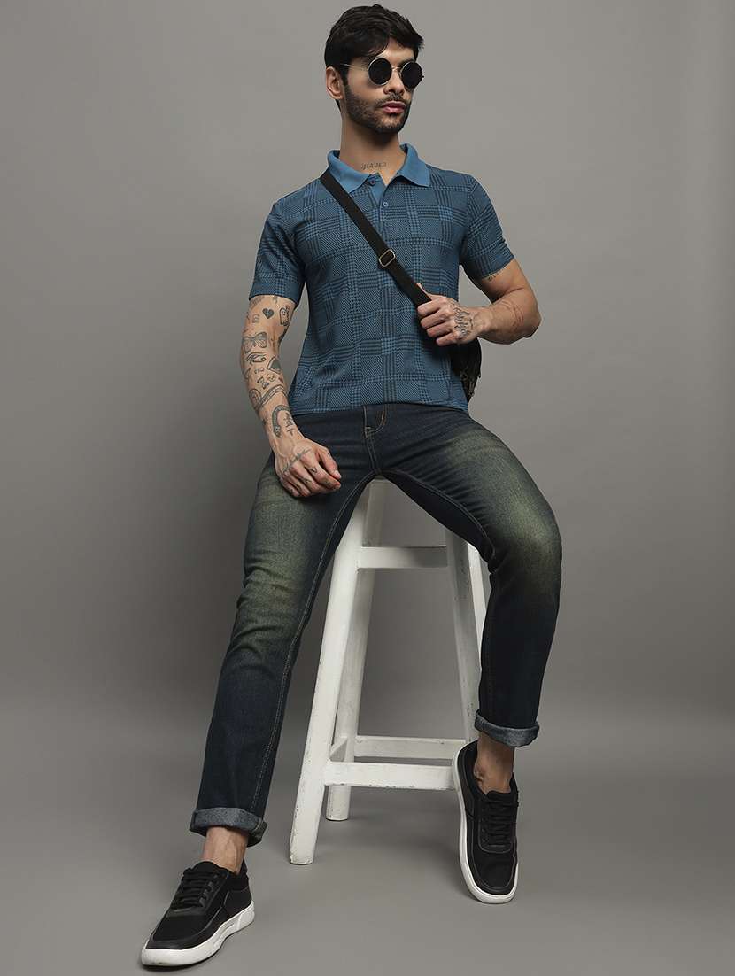 teal cotton blend all over print tshirt - 21988959 -  Standard Image - 4