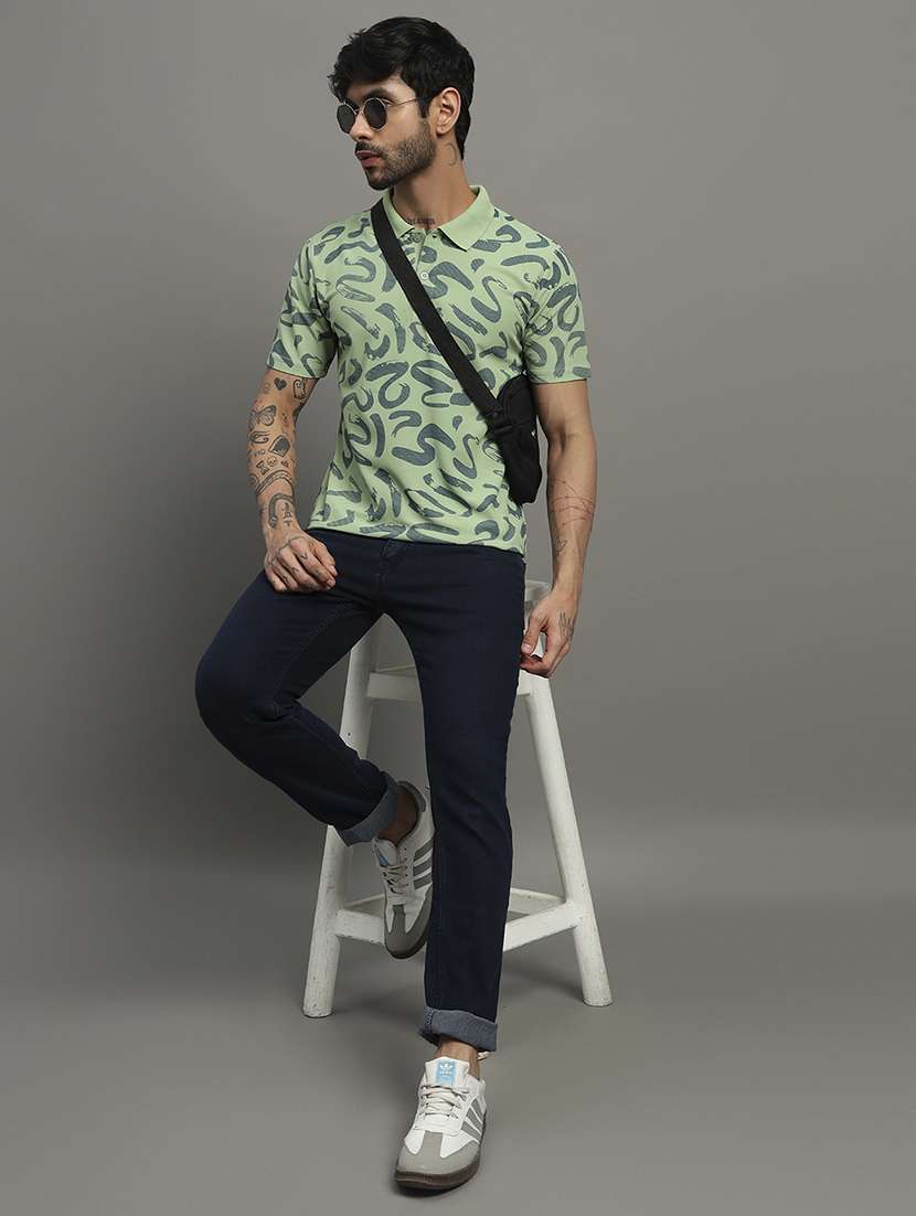 men printed short sleeve slim fit polo t-shirt - 21988964 -  Standard Image - 4