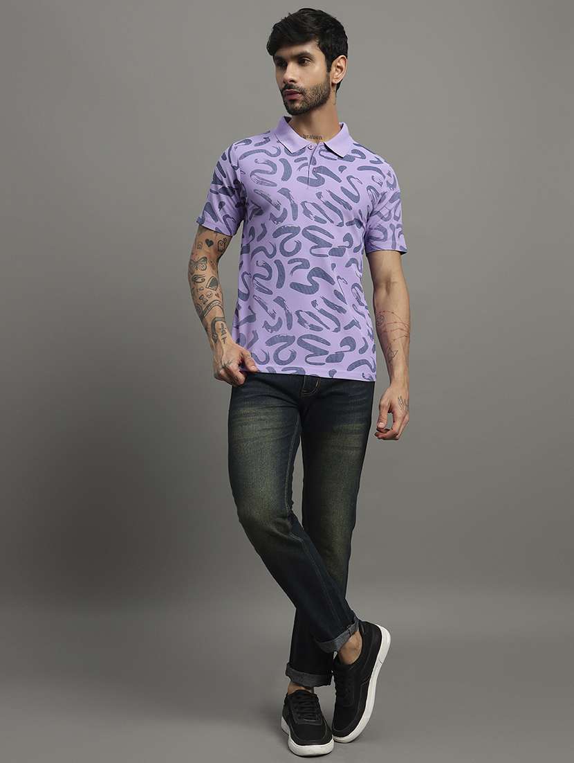 men printed short sleeve slim fit polo t-shirt - 21988966 - Standard Image - 4