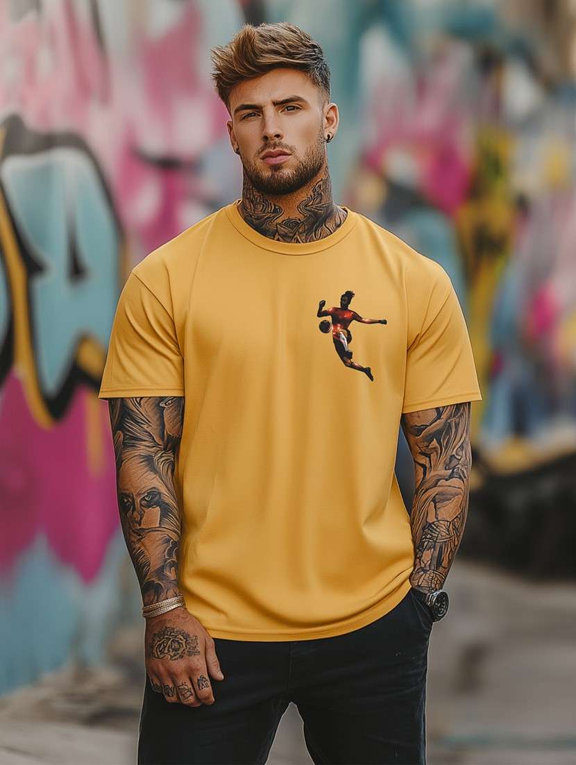 men front & back print round neck regular fit t-shirt - 21989323 - Standard Image - 1