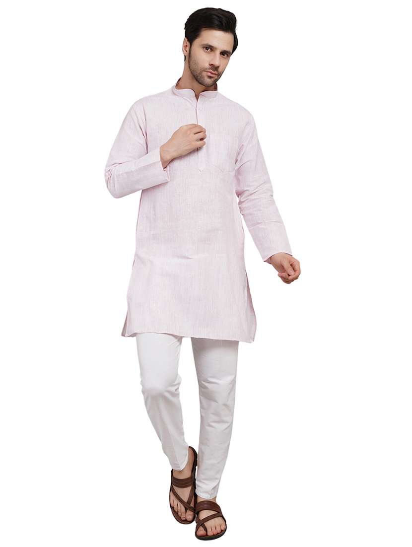 men melange mandarin neck long kurta  - 21989326 -  Standard Image - 1