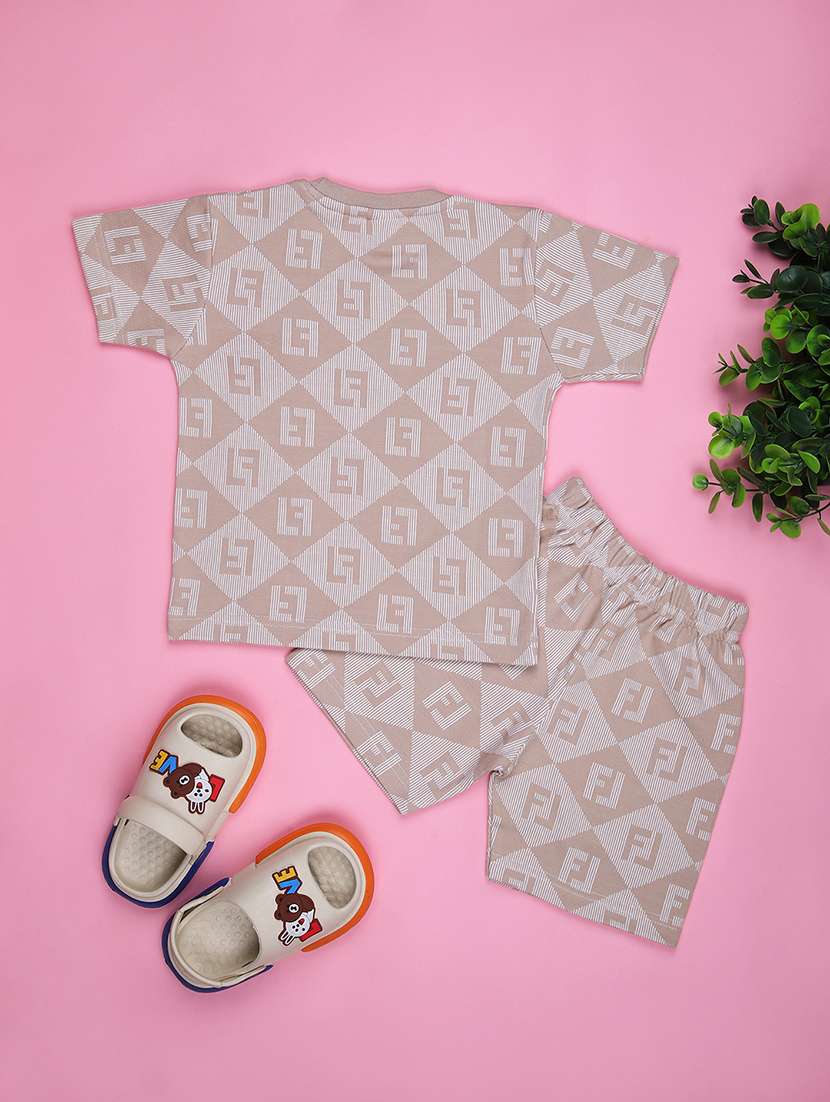 boys floral printed t-shirt & short twin set - 21989330 -  Standard Image - 1