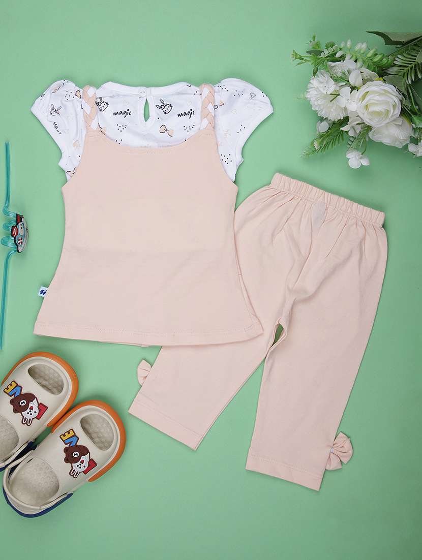 girls peach printed full length twin set - 21989335 -  Standard Image - 1