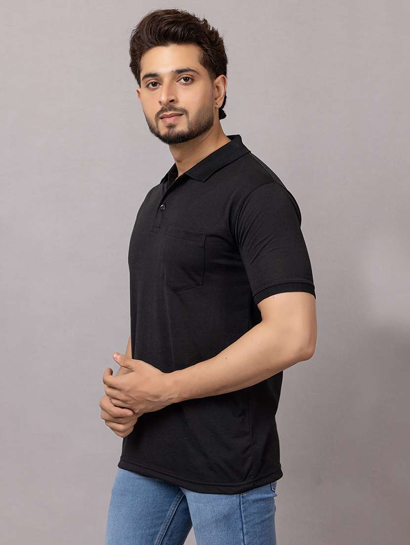 Men Solid Short Sleeve Slim Fit Polo T-shirt - 21989342 -  Standard Image - 1