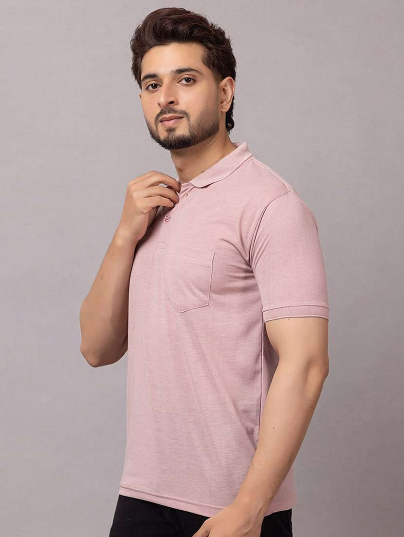 Men Solid Short Sleeve Slim Fit Polo T-shirt - 21989347 -  Standard Image - 1