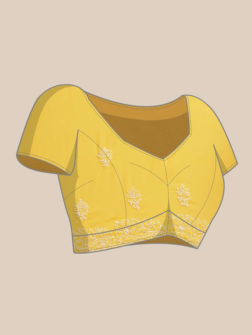 women solid with work chikankari saree with blouse - 21989363 -  Standard Image - 4