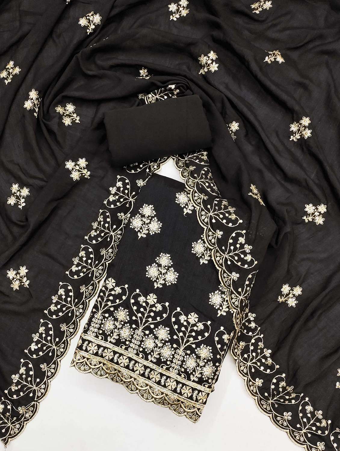 women solid with work embroidered unstitched suit set - 21989443 -  Standard Image - 1