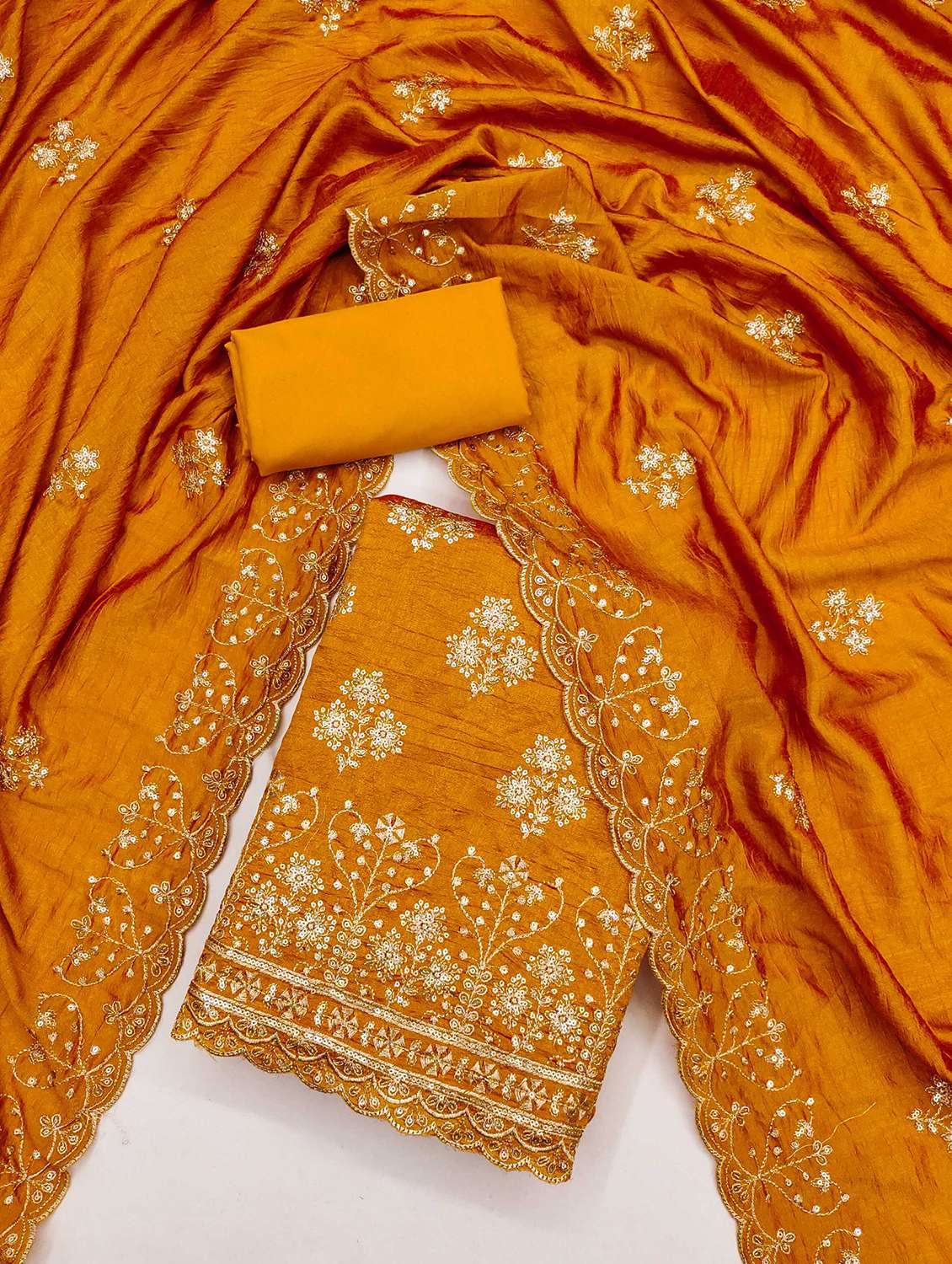 women solid with work embroidered unstitched suit set - 21989446 -  Standard Image - 1