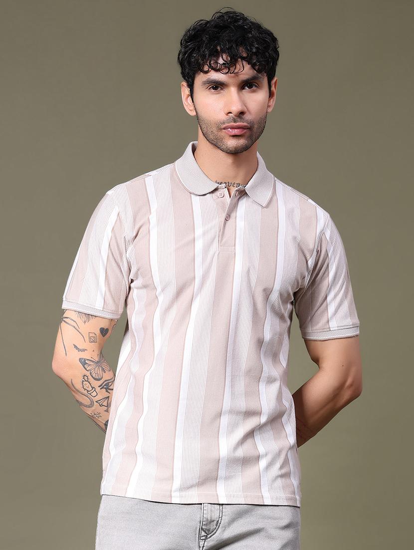 men striped short sleeve regular fit polo t-shirt - 21989468 - Standard Image - 1