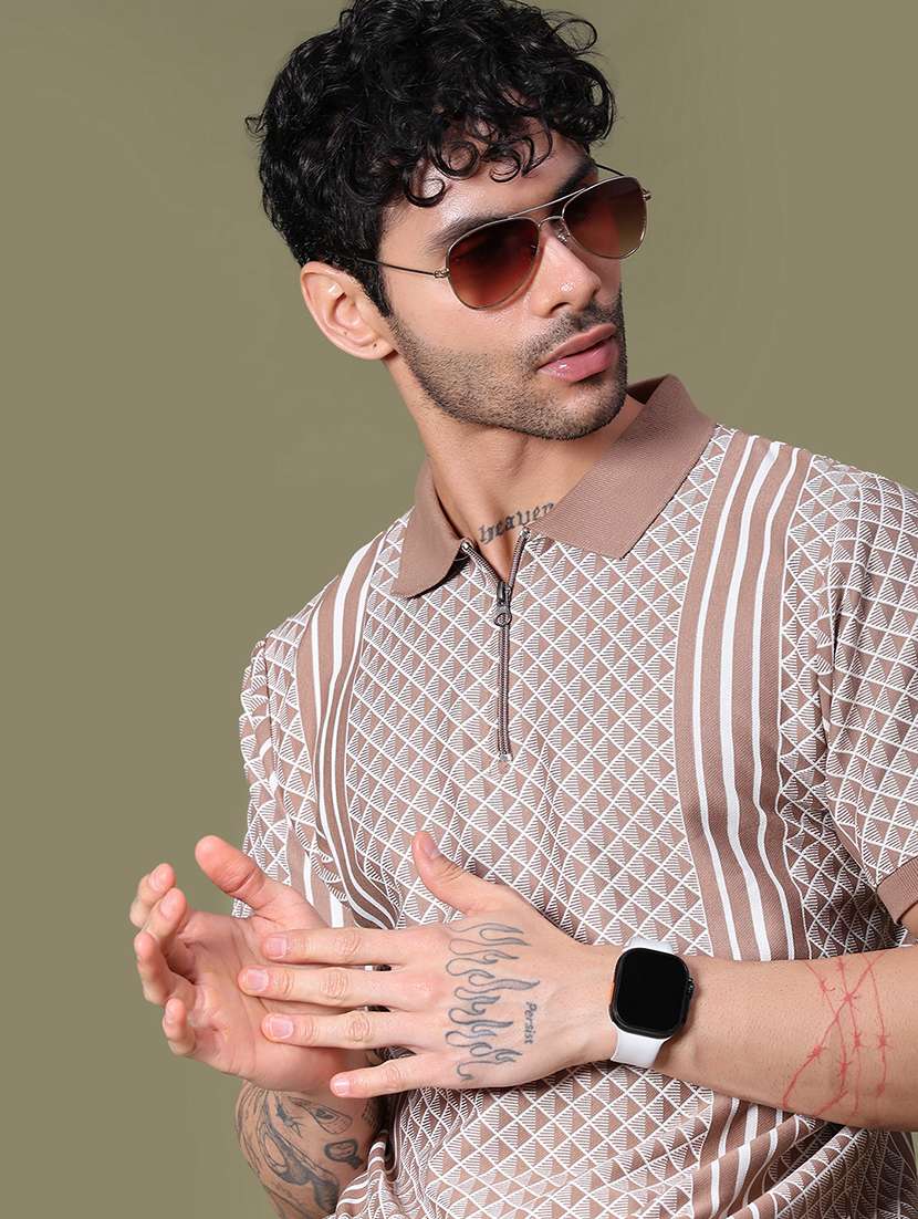 men printed short sleeve regular fit polo t-shirt