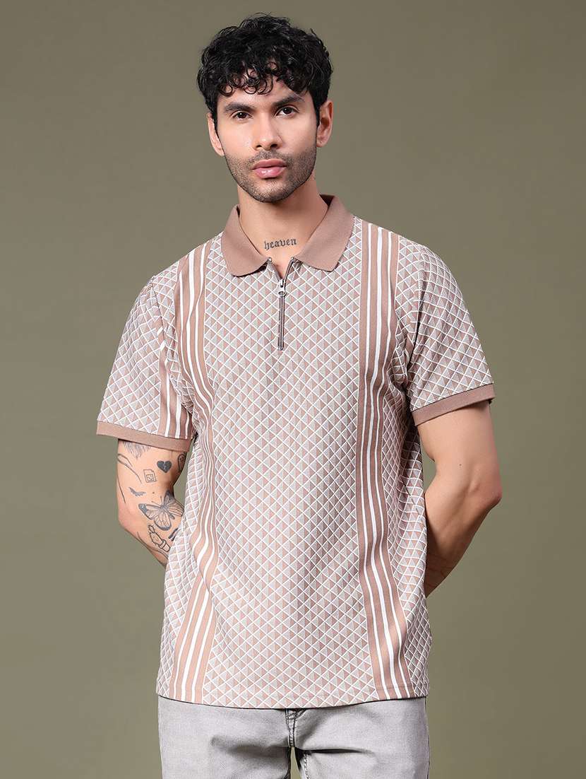 men printed short sleeve regular fit polo t-shirt - 21989474 -  Standard Image - 1