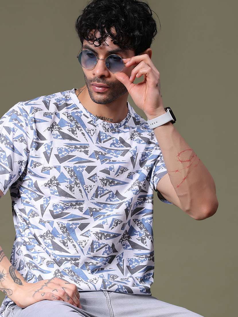 men printed short sleeve regular fit polo t-shirt
