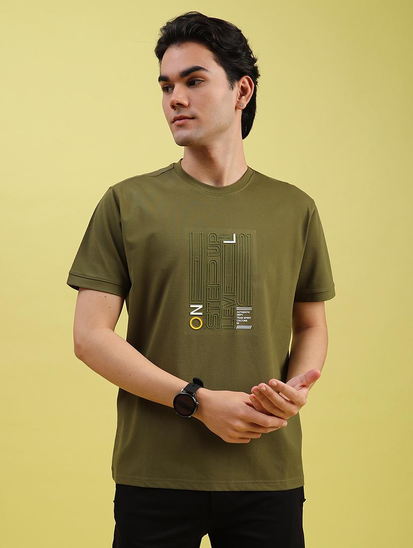 men front print round neck regular fit t-shirt - 21989483 - Standard Image - 1
