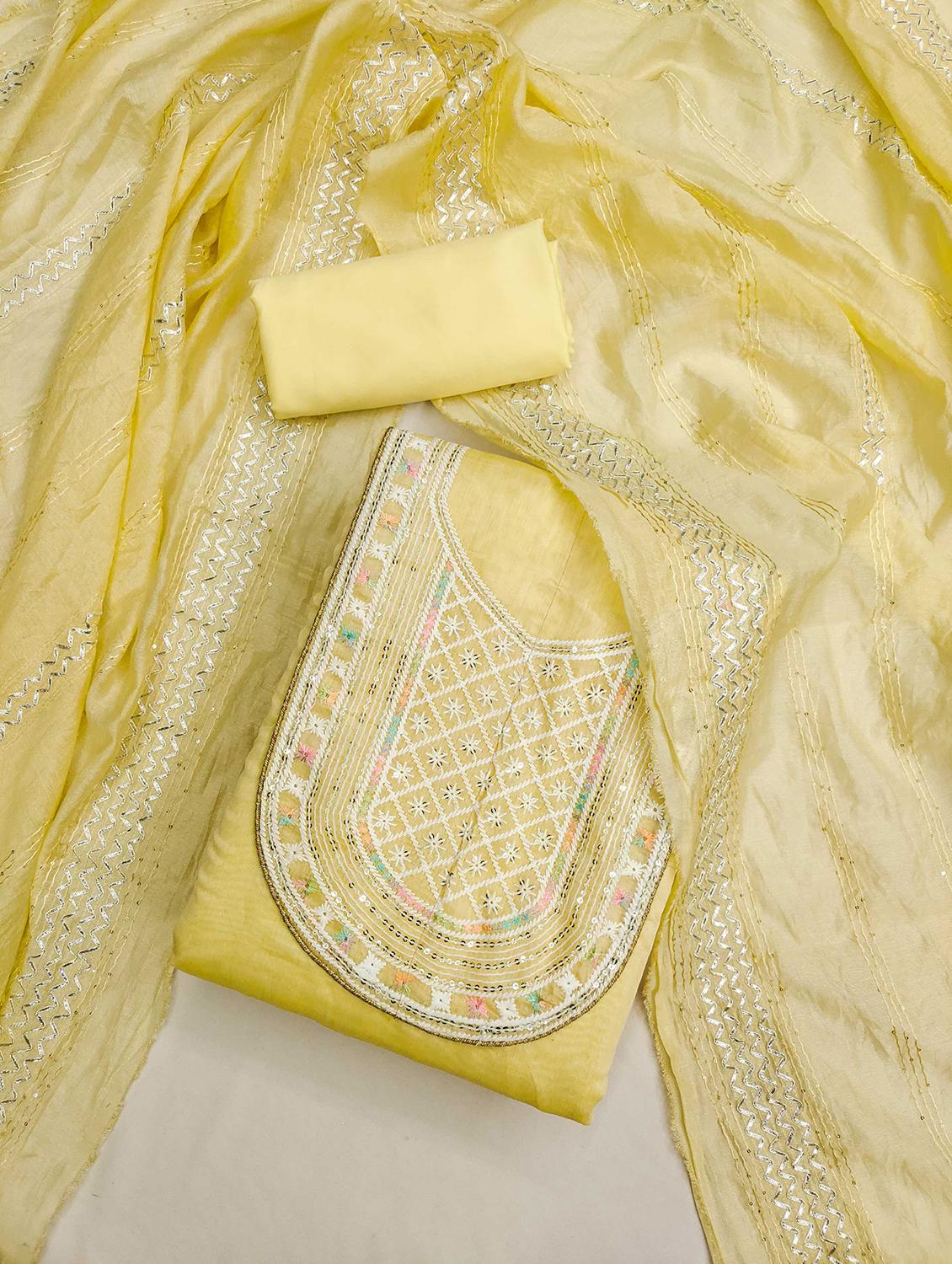 women solid with work embroidered unstitched suit set - 21989499 - Standard Image - 1