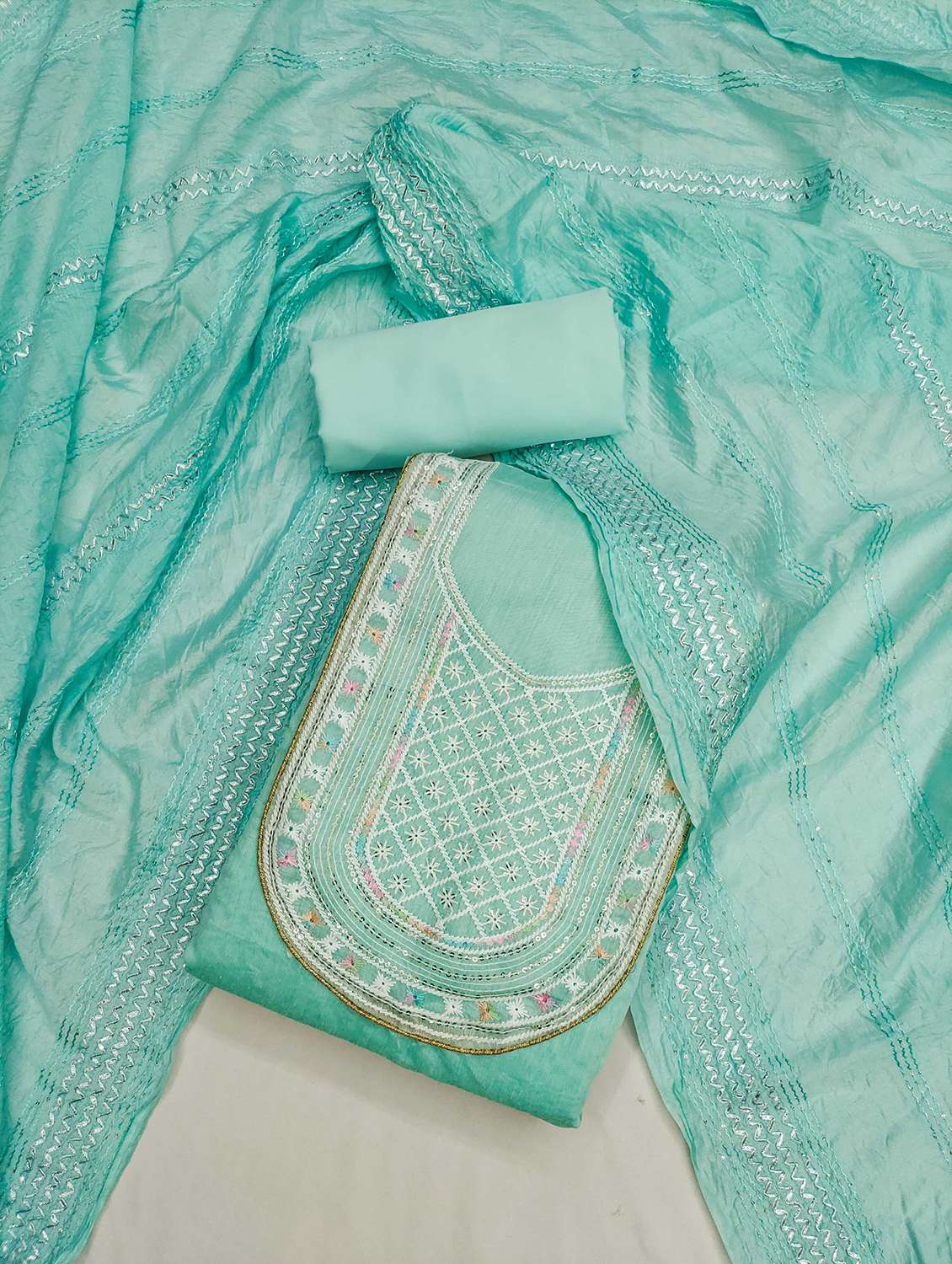 women solid with work embroidered unstitched suit set - 21989501 -  Standard Image - 1