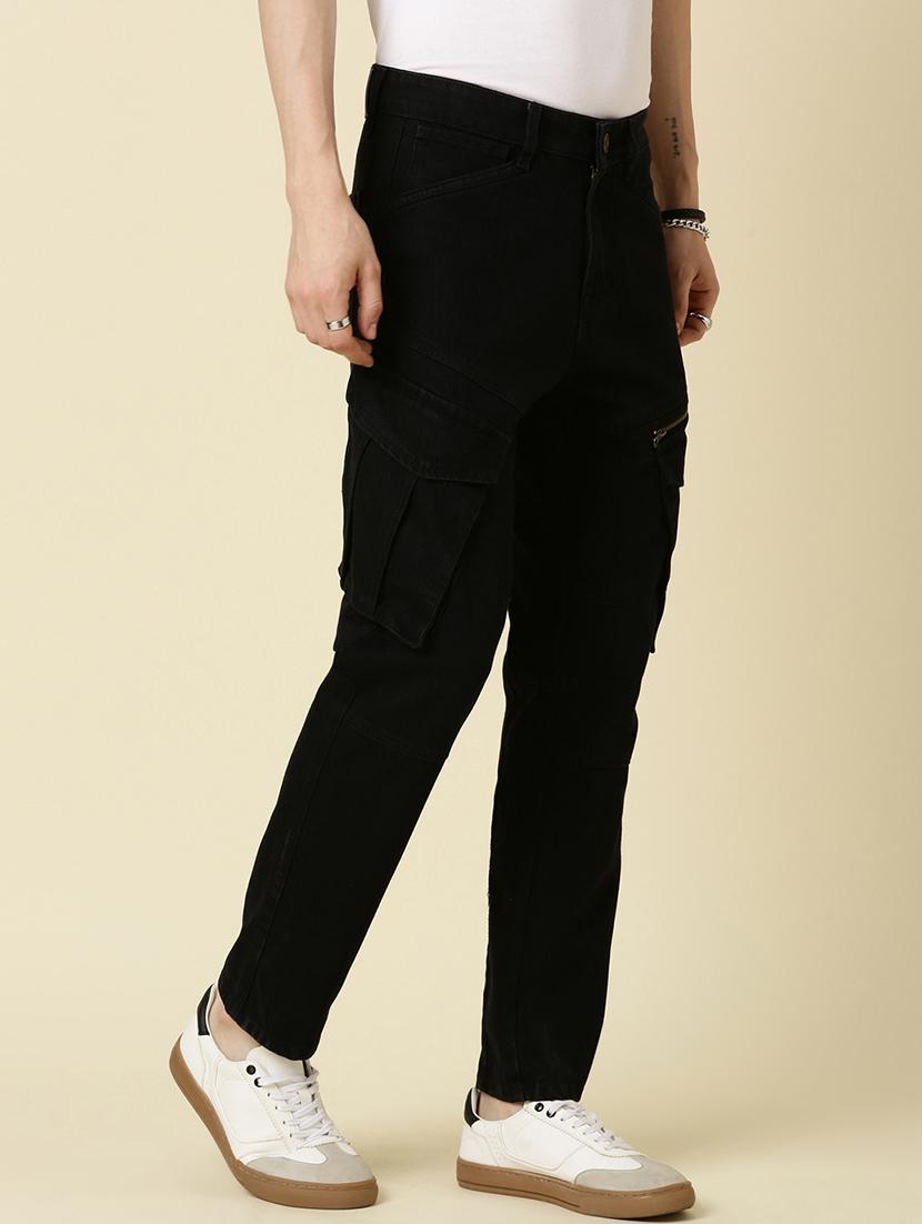 men black solid mid rise denim cargo - 21989509 -  Standard Image - 1