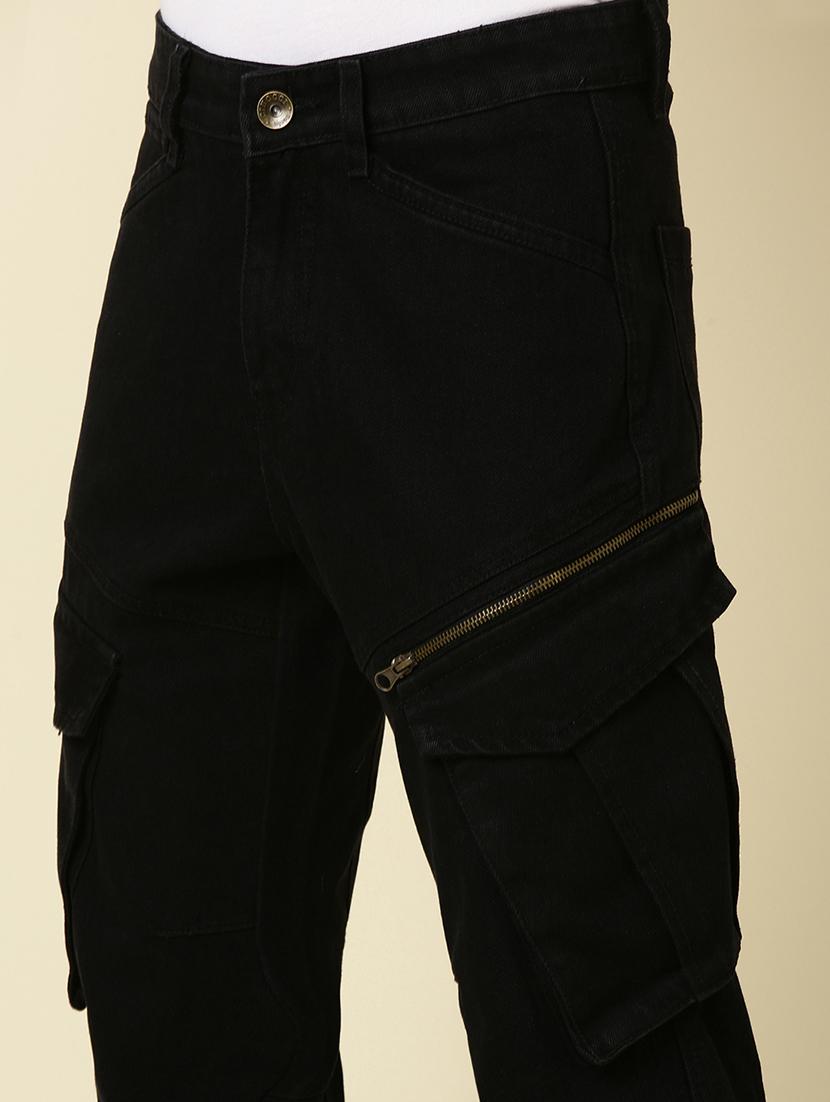 men black solid mid rise denim cargo - 21989509 - Standard Image - 6