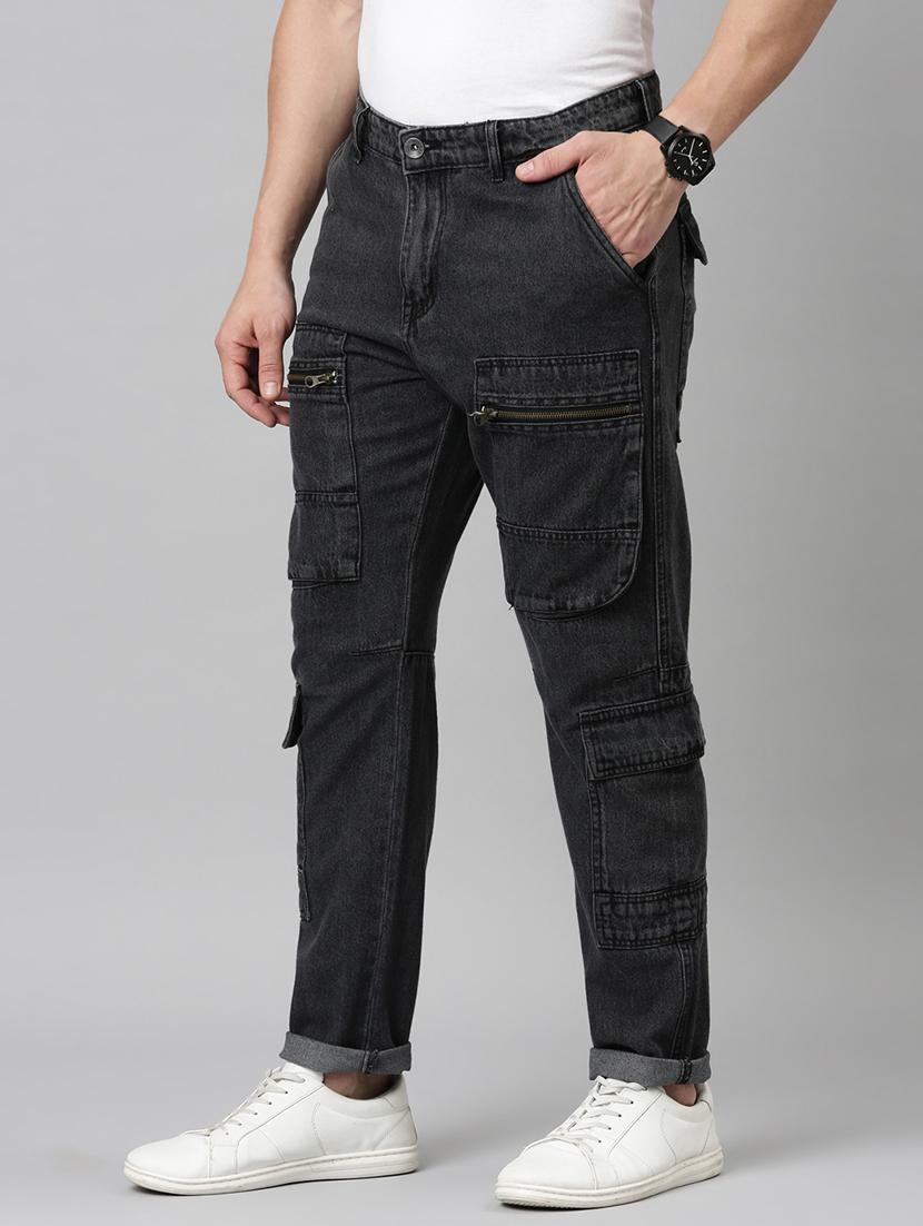 men black washed mid rise denim cargo - 21989515 - Standard Image - 1
