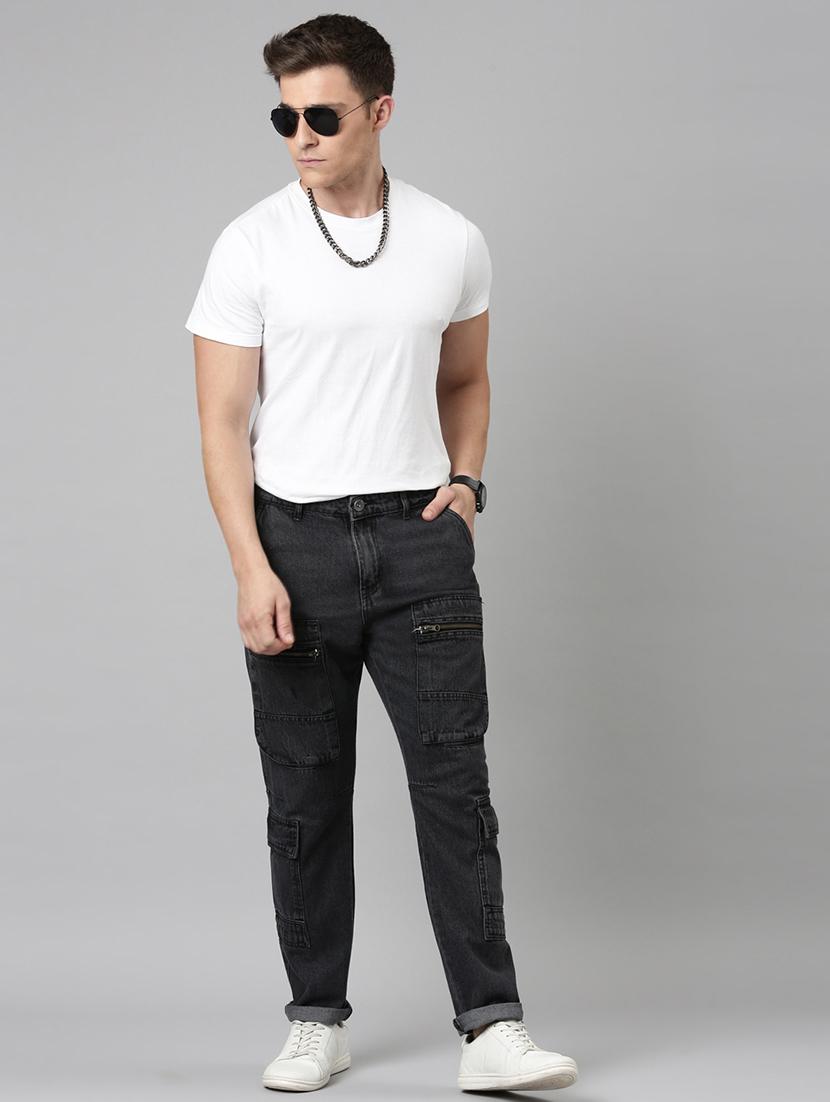 men black washed mid rise denim cargo - 21989515 - Standard Image - 4