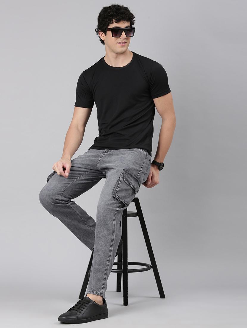 grey denim cargos - 21989516 -  Standard Image - 1