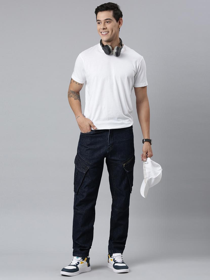 navy blue denim cargos - 21989520 - Standard Image - 1
