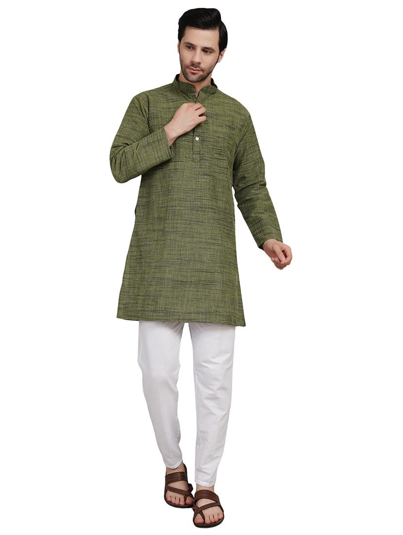 men melange mandarin neck long kurta  - 21989525 -  Standard Image - 1