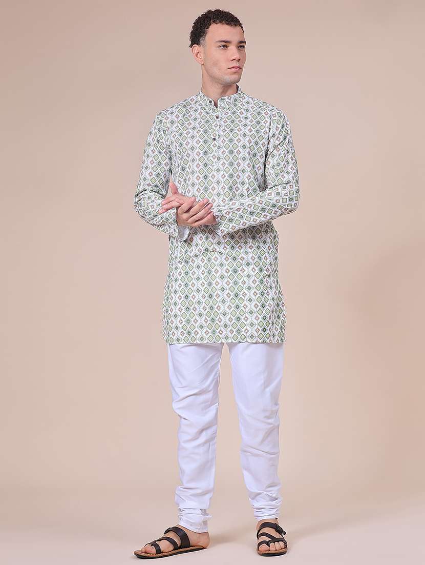 Men Printed Mandarin Neck Long Sleeve Kurta - 21989593 -  Standard Image - 1