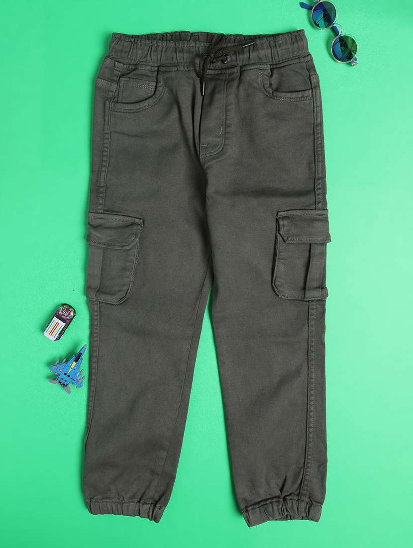 boys solid mid rise cargo pant - 21989619 -  Standard Image - 1