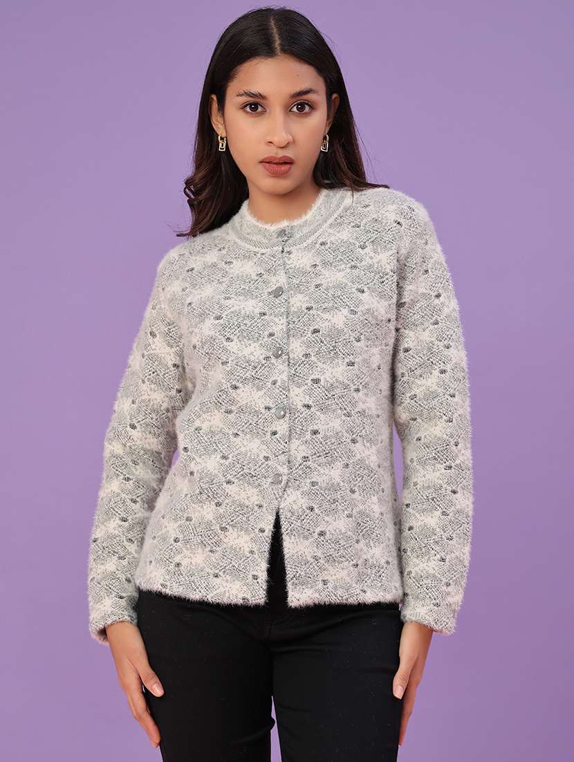 women self design long sleeve cardigan - 21989714 -  Standard Image - 1