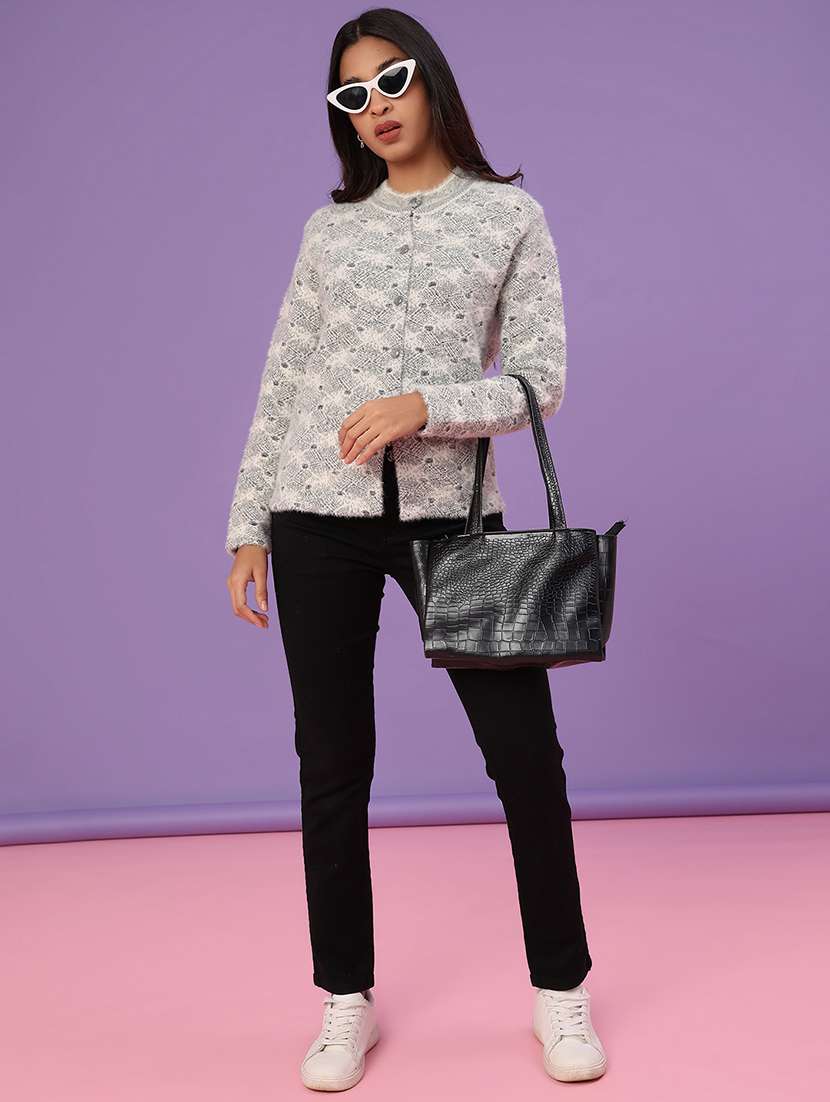 women self design long sleeve cardigan - 21989714 -  Standard Image - 4