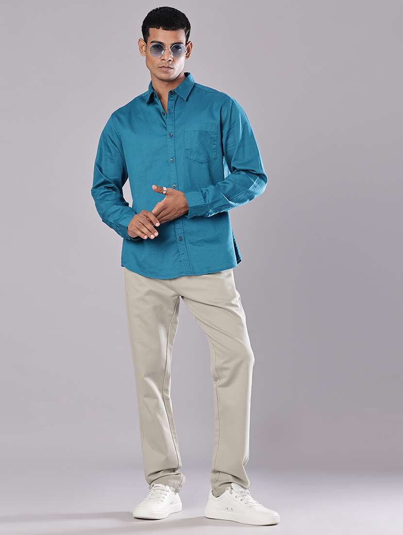 men solid mid rise straight fit chinos  - 21989721 -  Standard Image - 4