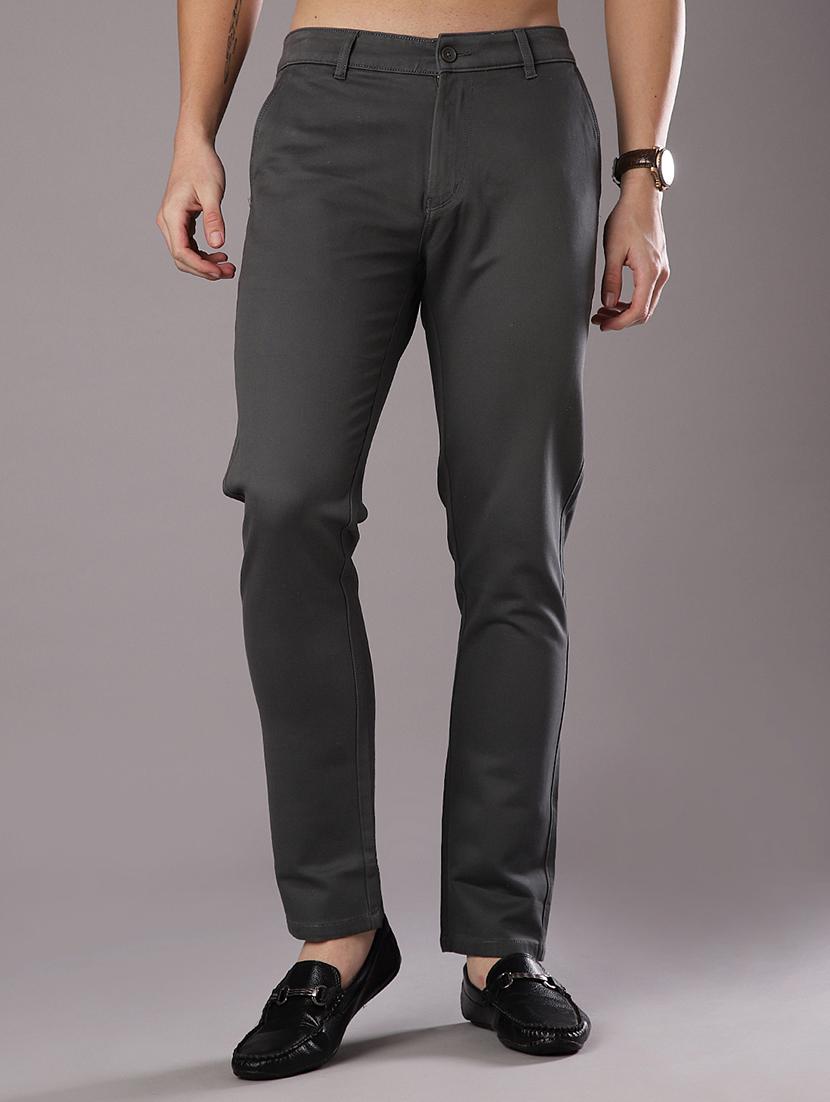 men solid mid rise straight fit chinos - 21989722 - Standard Image - 1