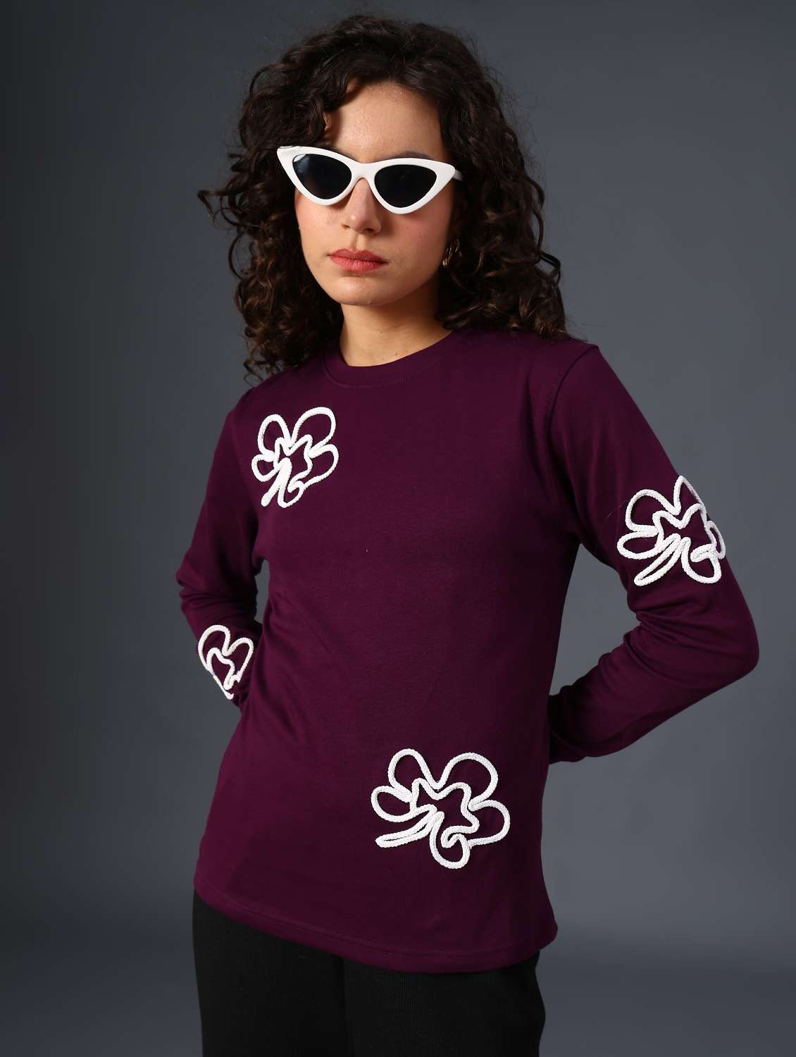 women self designed long sleeve sweatshirt