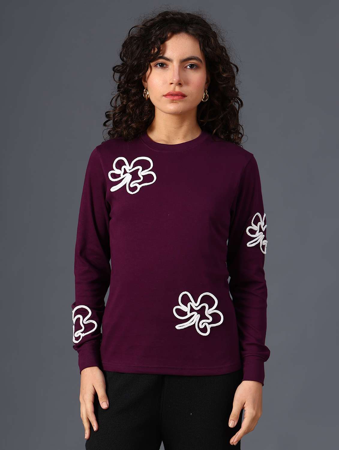 women self designed long sleeve sweatshirt - 21989747 -  Standard Image - 1