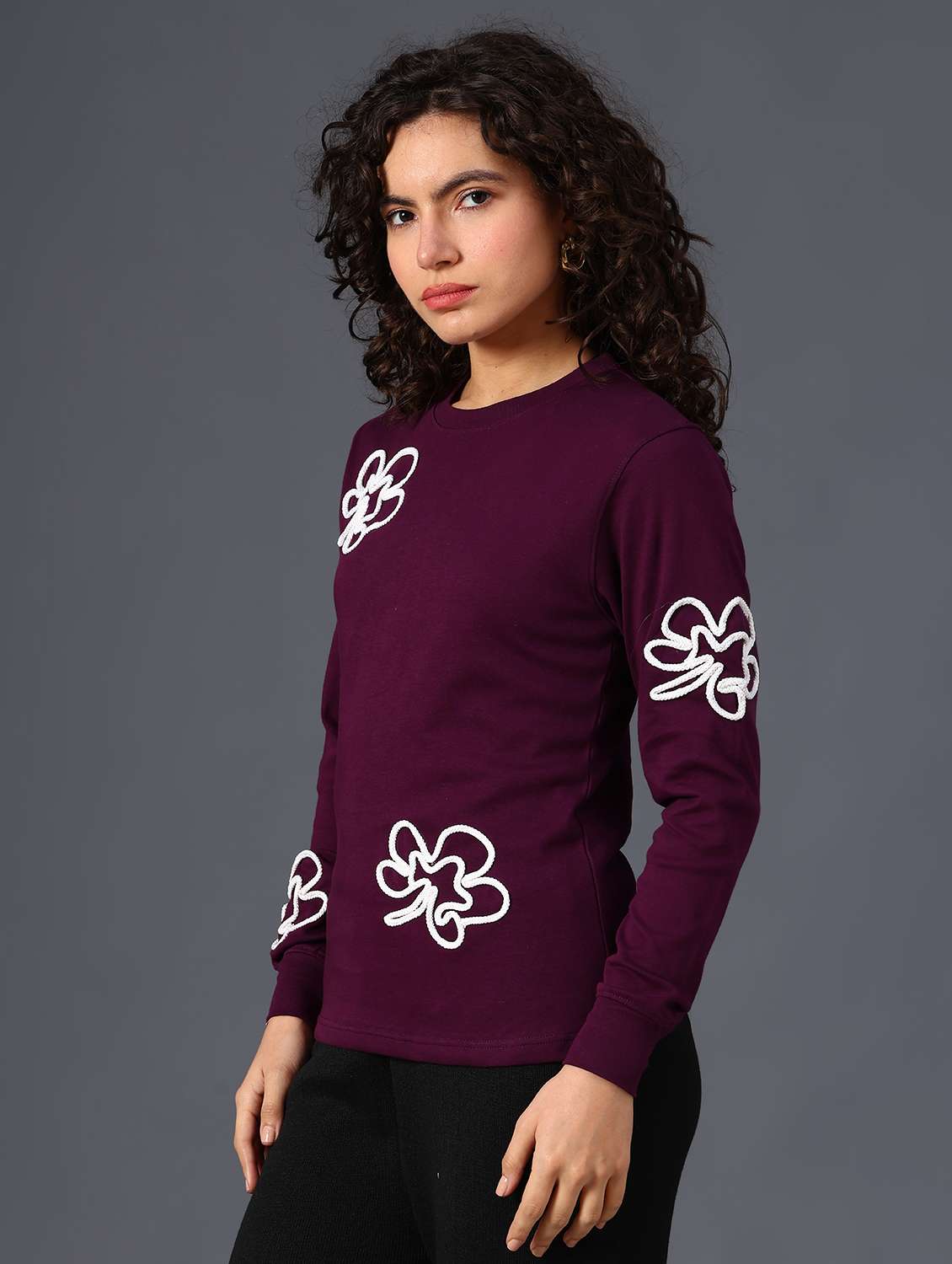 women self designed long sleeve sweatshirt - 21989747 -  Standard Image - 6