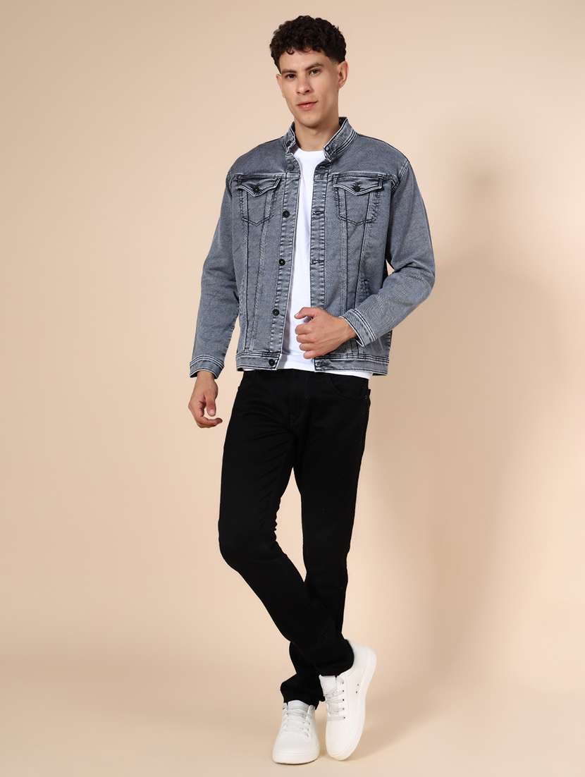 light grey denim casual jacket - 21989752 - Standard Image - 4