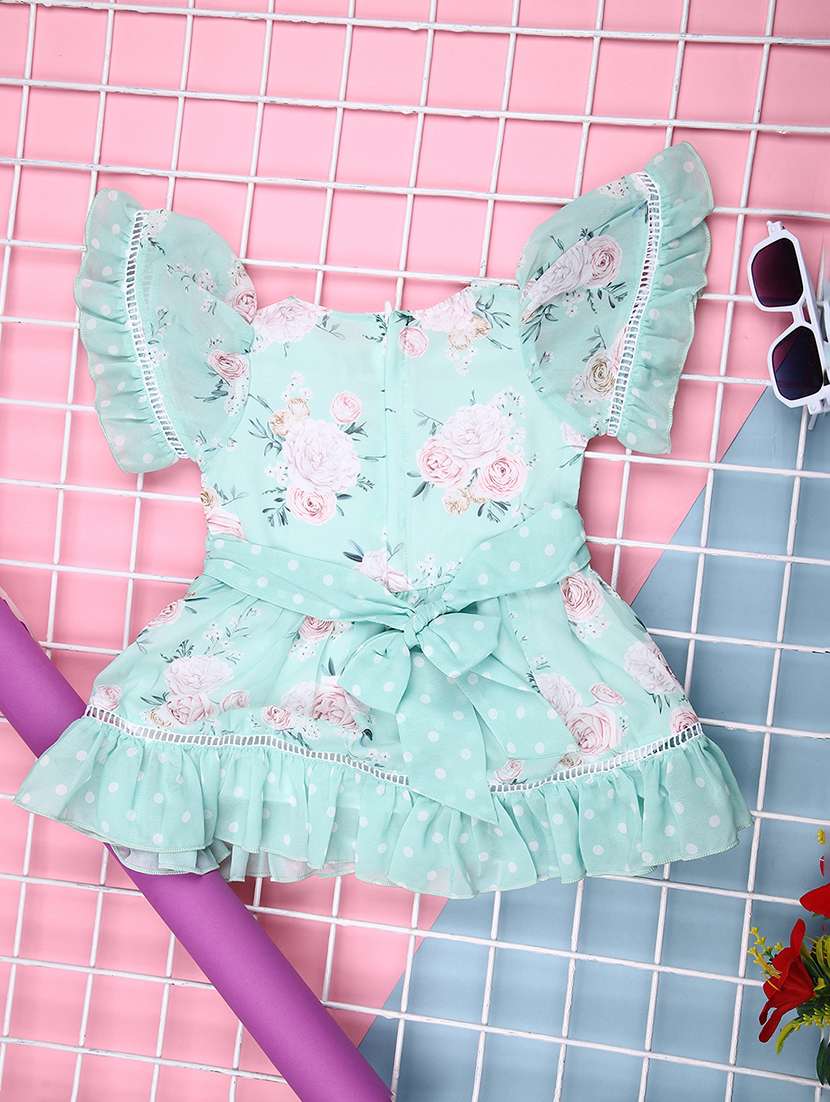 girls floral printed round neck frock - 21989760 -  Standard Image - 1