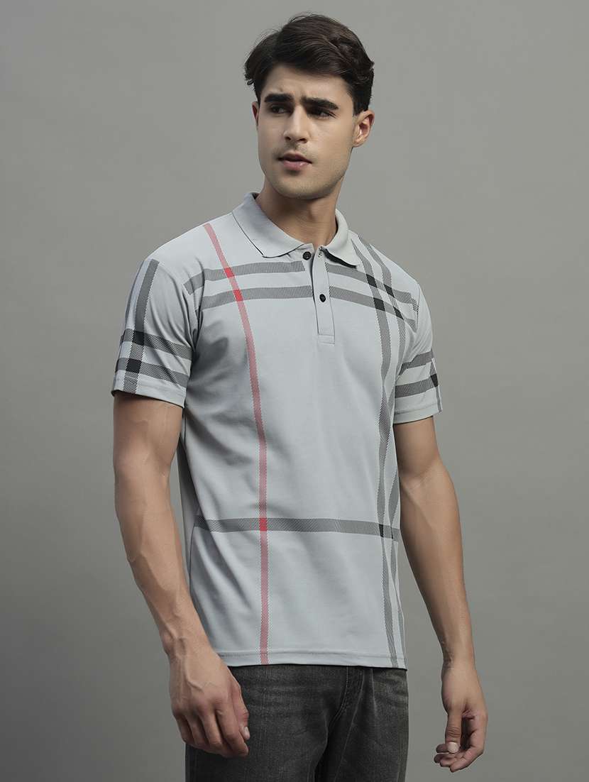 men checkered short sleeve regular fit polo t-shirt - 21989851 -  Standard Image - 1