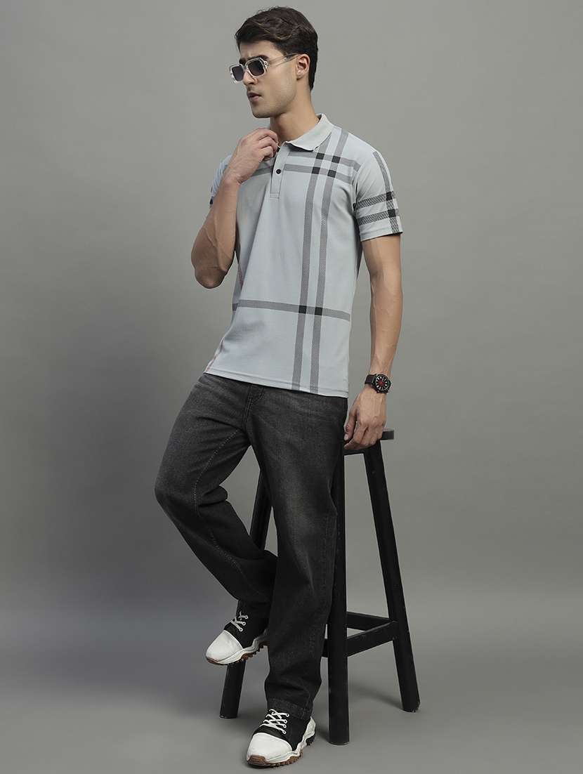 men checkered short sleeve regular fit polo t-shirt - 21989851 -  Standard Image - 4