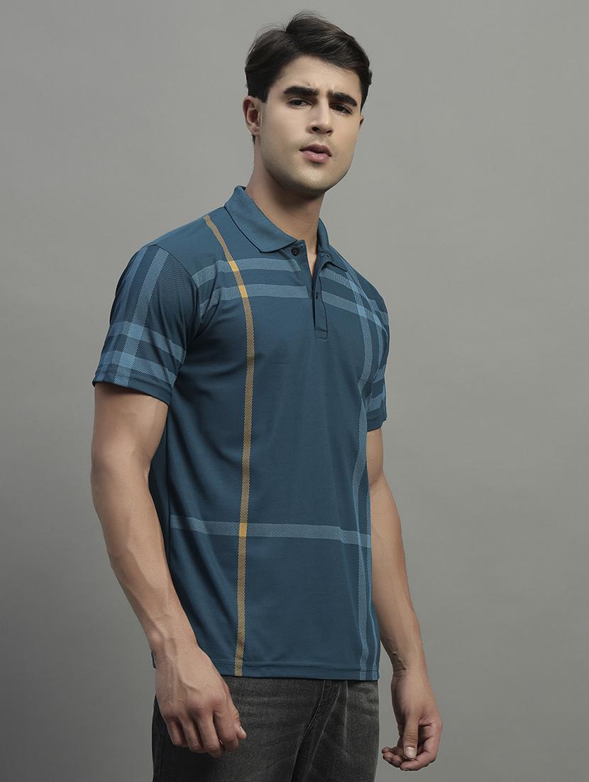 men checkered short sleeve regular fit polo t-shirt - 21989852 - Standard Image - 1