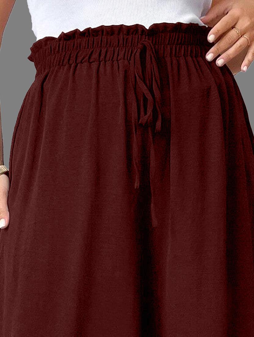 women maroon solid high rise flared skirt - 21989861 - Standard Image - 4