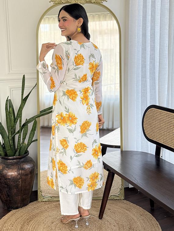 women floral long sleeve kurta pant with dupatta set - 21989864 - Standard Image - 4